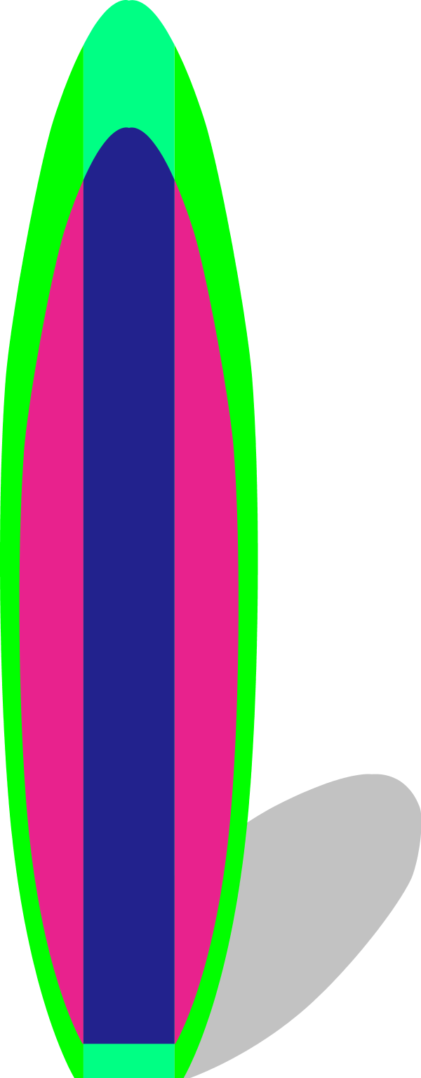 Neon Surfboard With Hibiscus Design - Free Clip Art