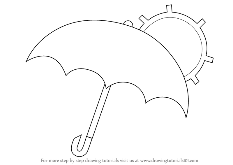 Learn How to Draw an Umbrella with Sun (Everyday Objects) Step by ...