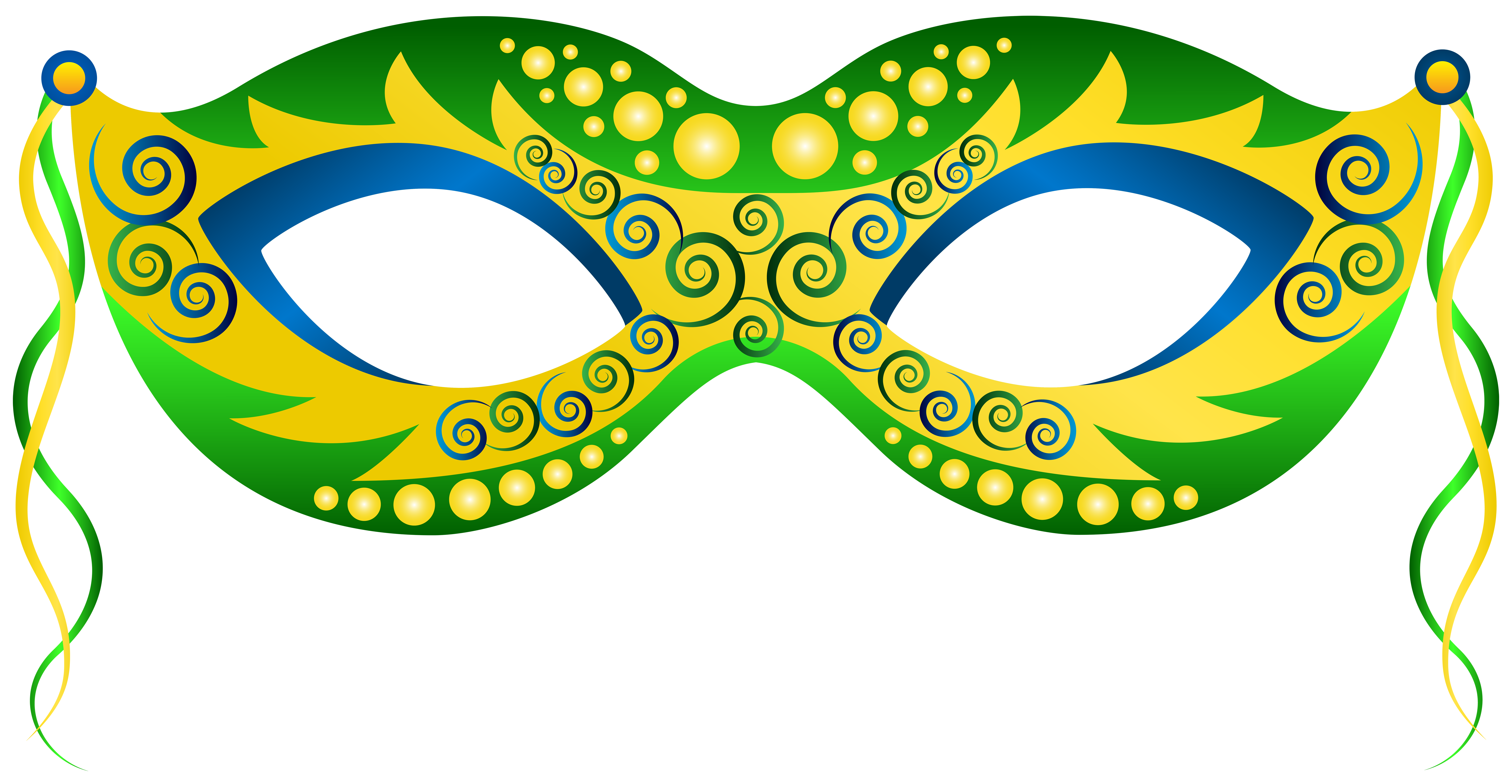 Green Yellow Carnival Mask PNG Clip Art Image