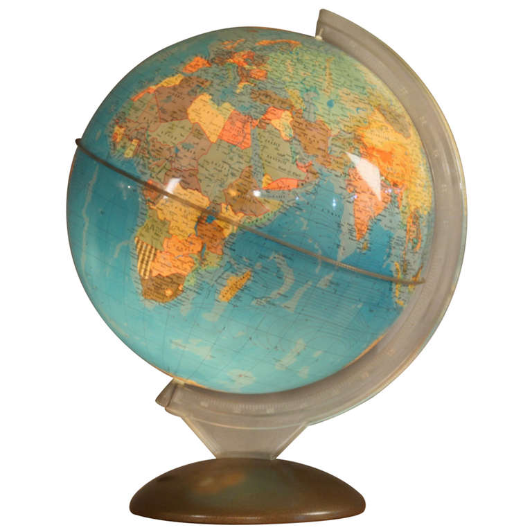 Vintage 1960's XL luminated University classroom world globe at ...