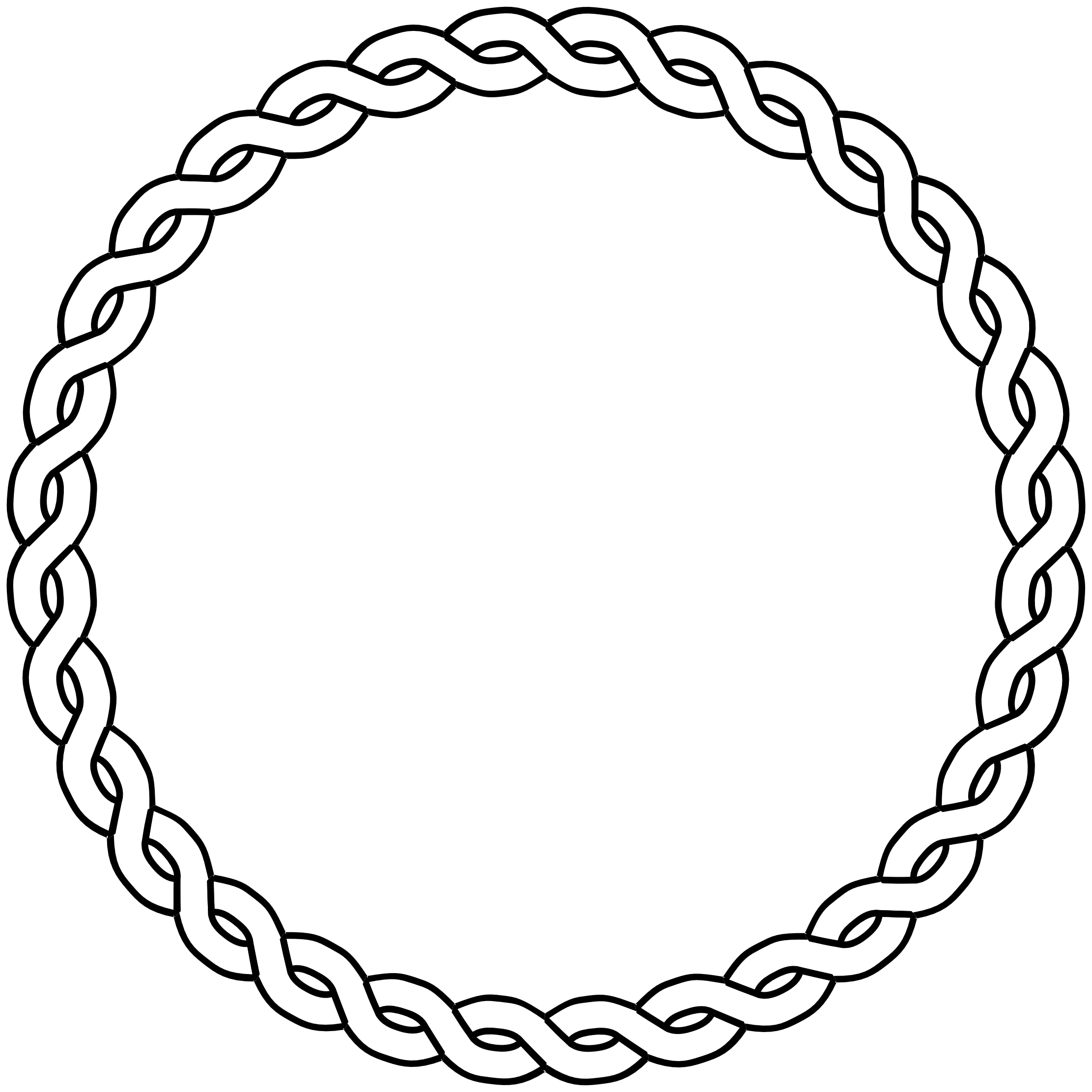 Rope Border Circle Dna Black White Line Art Coloring Book ...