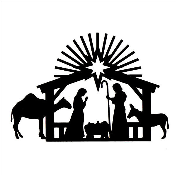 Christmas nativity silhouette clip art