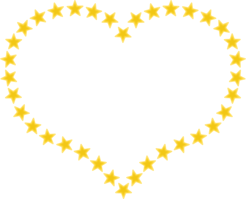 Clipart - Heart Shaped Border with Yellow Stars