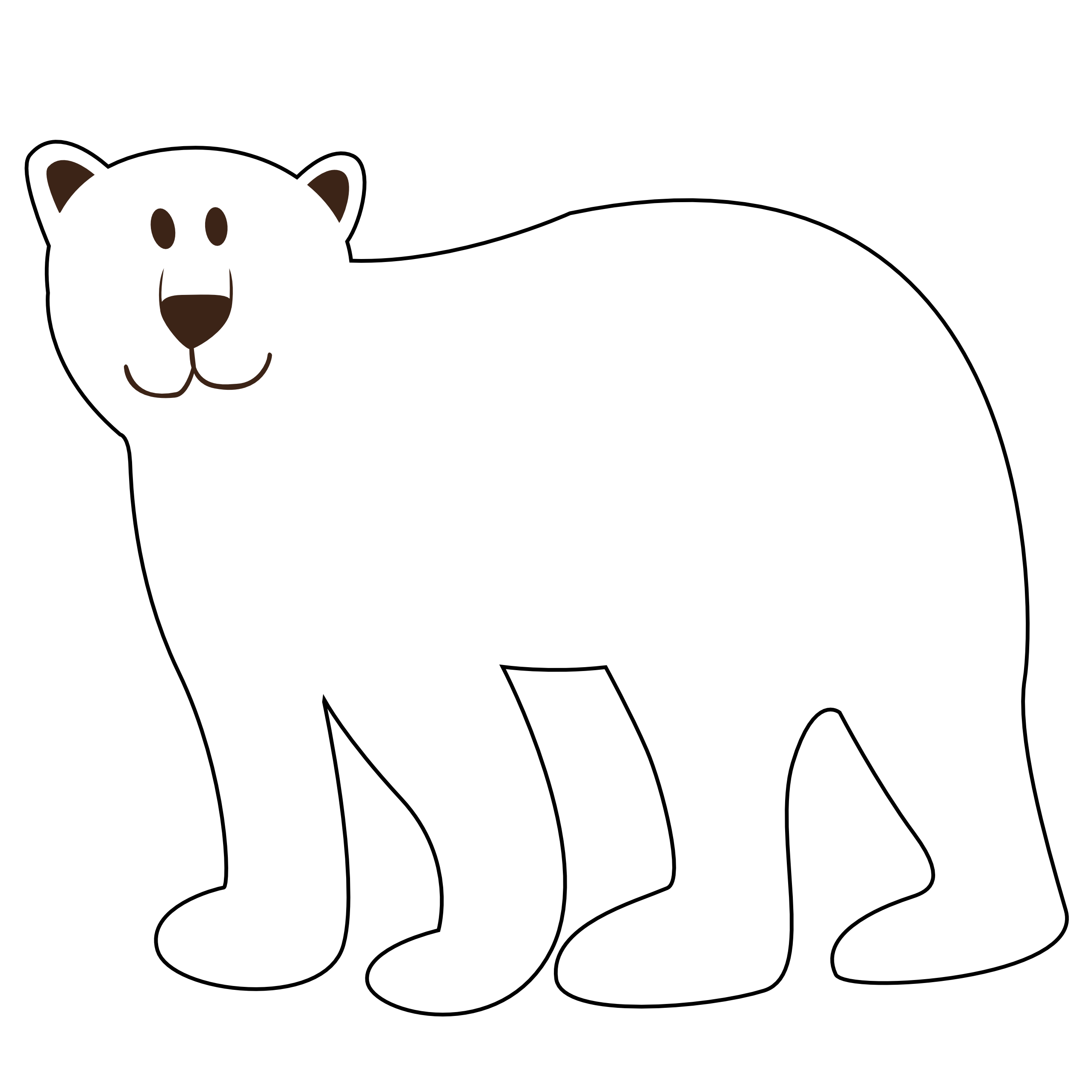 Clip Art: Colorful Animal Polar Bear Black White ...
