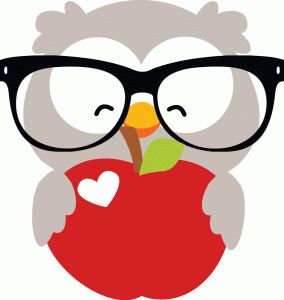 Owl with apple clipart