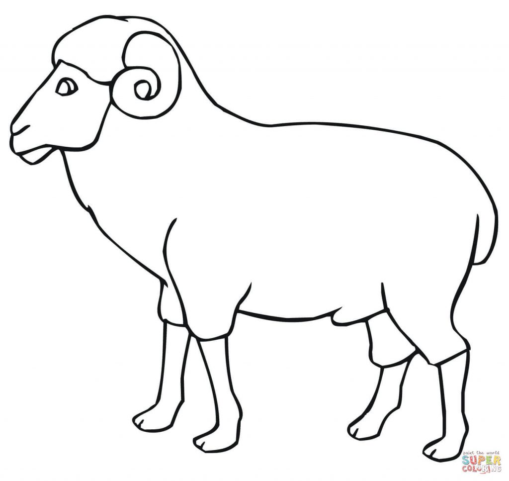 Ram Outline Coloring Page Print Download - Animal - Free Printable ...