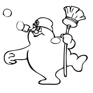 Snowman Carrying Shovel Coloring Page | Color Luna