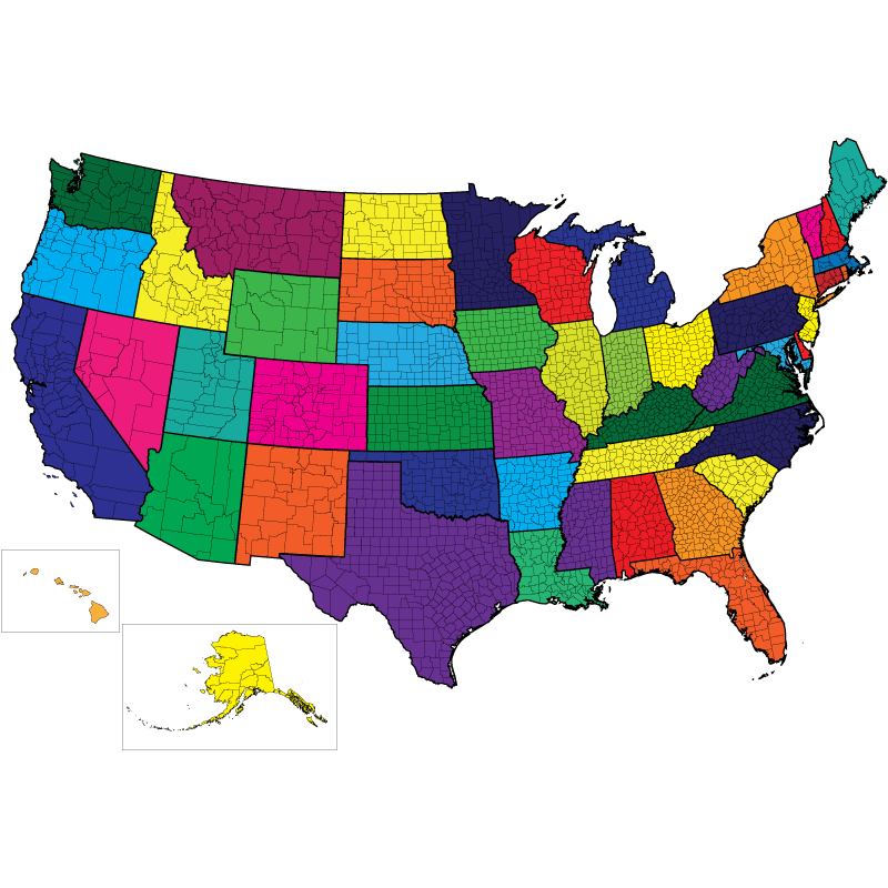 Products Page | USA County Map