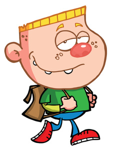 Child Clipart Image - Boy with crew cut wearing a backpack as he ...