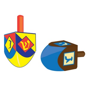Dreidels Clipart Image - Brightly Painted Wooden Dreidels Jewish ...