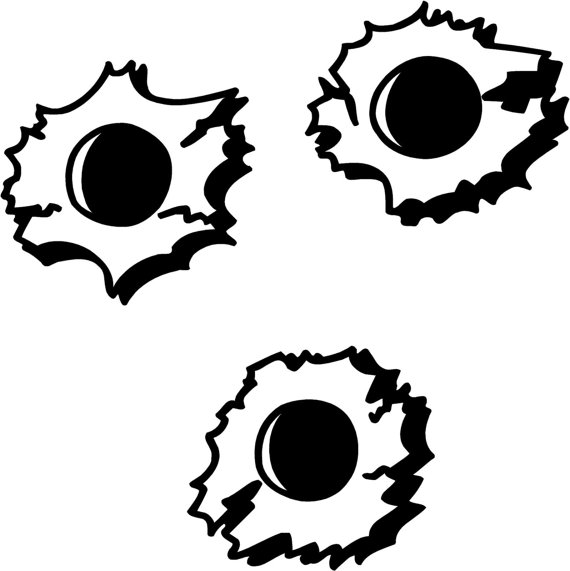 Set of 3 Bullet Holes Decal 3.75x3.75 vinyl by Vinylxsticker