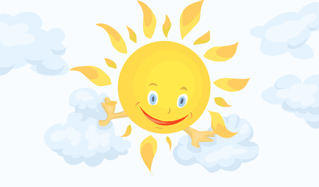 Sun clouds clipart cartoon style vector illustration white backg ...