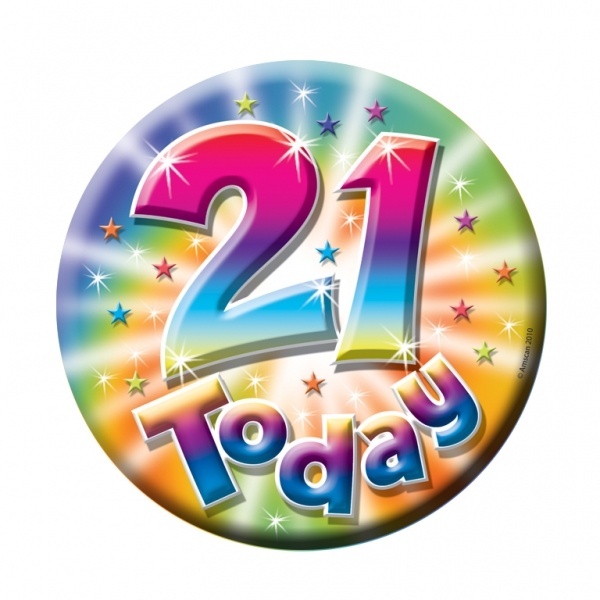 Large 21st Birthday Badge - White Wedding & Party