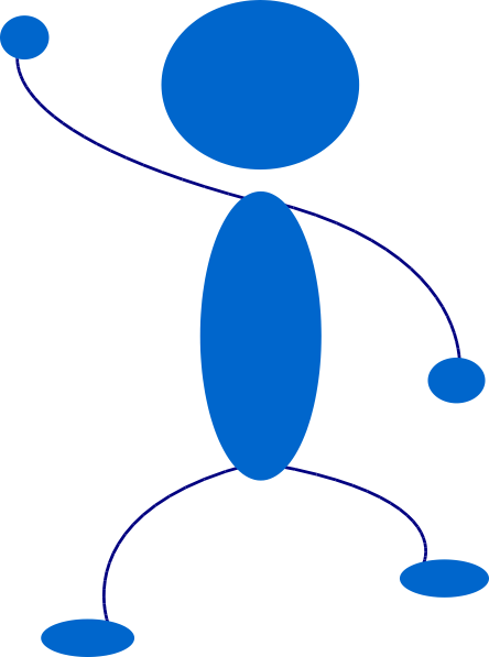 Waving Blue Stick Man Clip Art - vector clip art ...