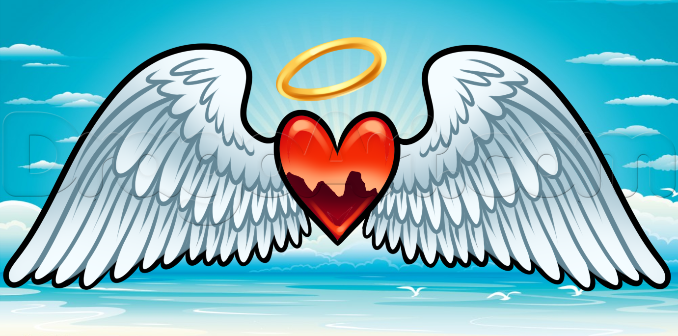 Angel Wings With Halo Drawings | Free Download Clip Art | Free ...