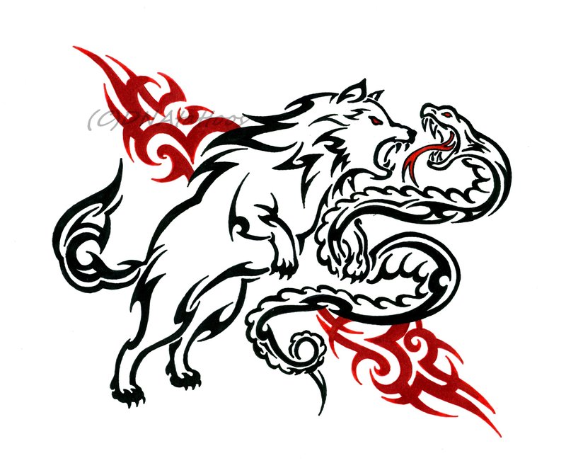 Wolf vs Snake Tribal by weedenstein on DeviantArt