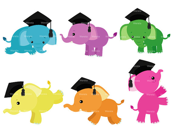 Elephant clip art Elephant Graduation baby elephant by Werata