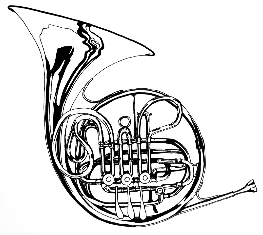 How To Draw A French Horn | Free Download Clip Art | Free Clip Art ...