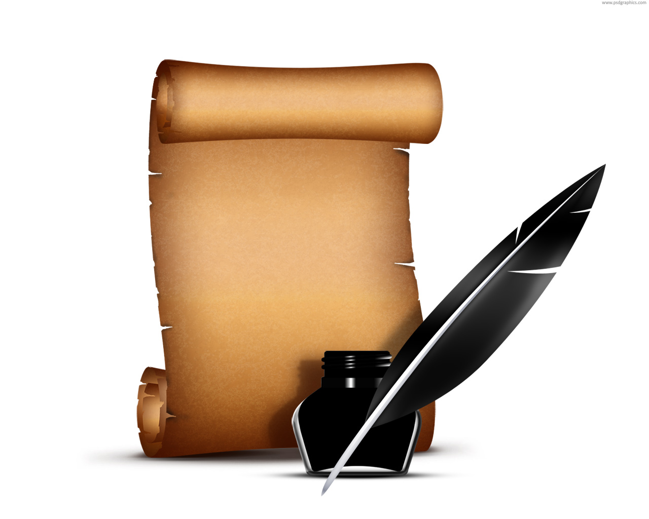 Paper Scrolls And Pens Clipart