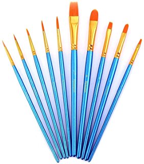 Amazon.com: 12pcs Nylon Hair Paint Brush Set Artist Watercolor ...