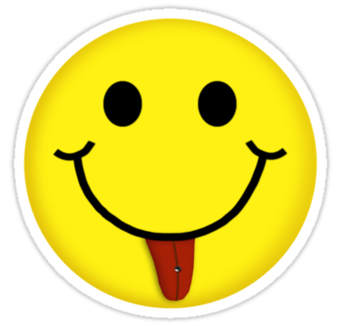 Smiley Face With Pierced Tongue V-Neck T-Shirt" Stickers by Linda ...