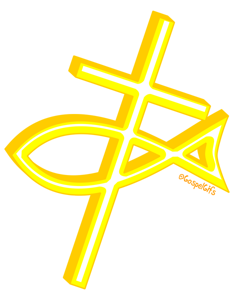 Christian Graphic: Ancient Christian symbols - the Cross and the Fish