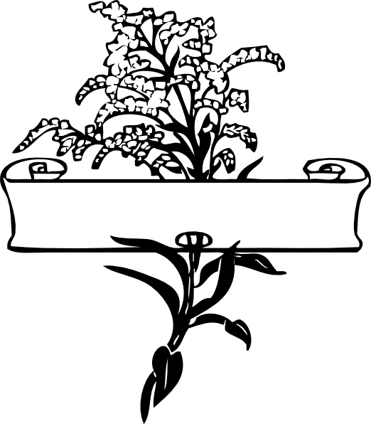 Scroll With Flower Spray clip art Free Vector