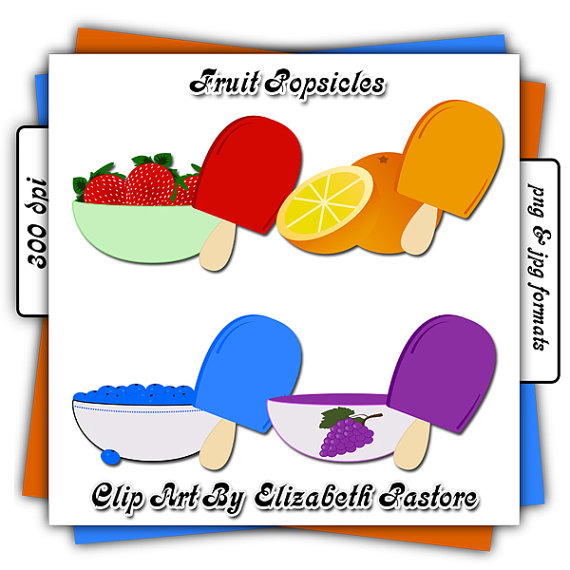 Fruit Popsicle Clip Art With Bowls Of Fruit by ClipArtByElizabeth