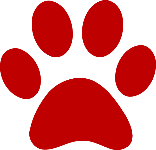 Red Paw Print Clip Art - vector clip art online ...