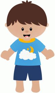 Boy putting on pajamas clipart