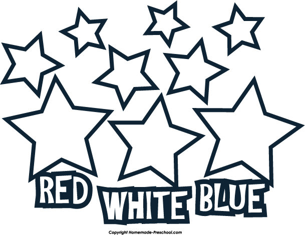 Flag and fireworks black and white clipart free