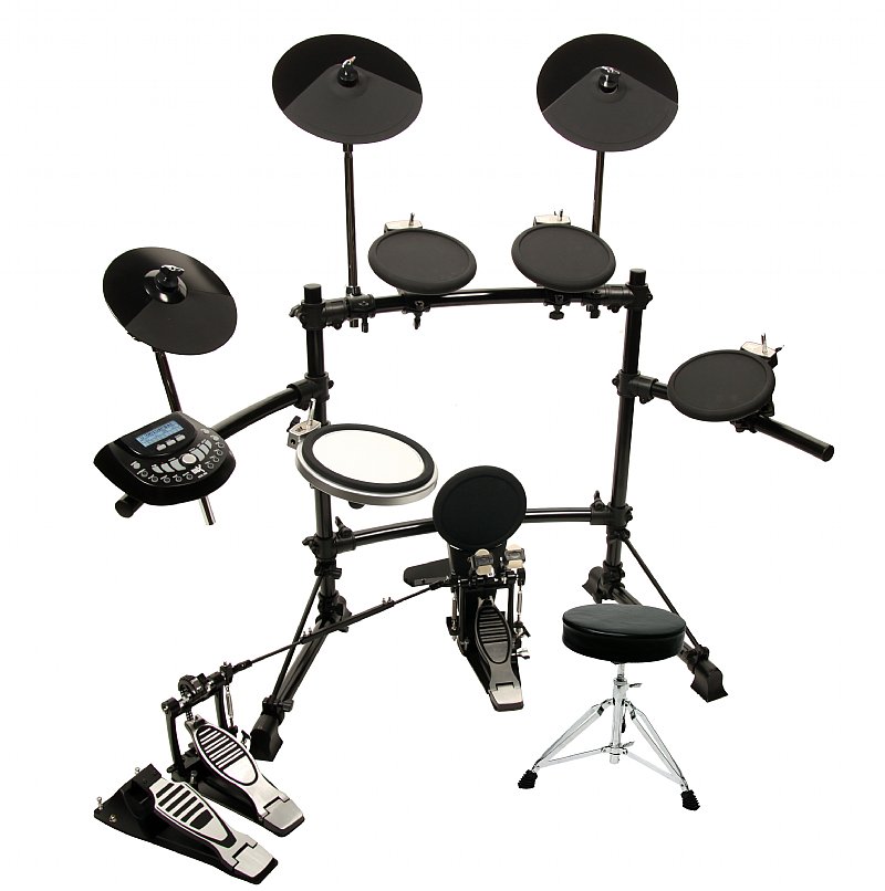 DKX 580 USB Digital Electronic Drum Set w Double Bass Pedal Throne ...