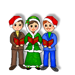Christmas clip art of singing Christmas carolers