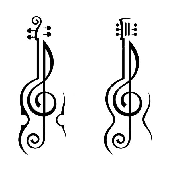 Tribal of Treble Clef Coloring Page | Color Luna
