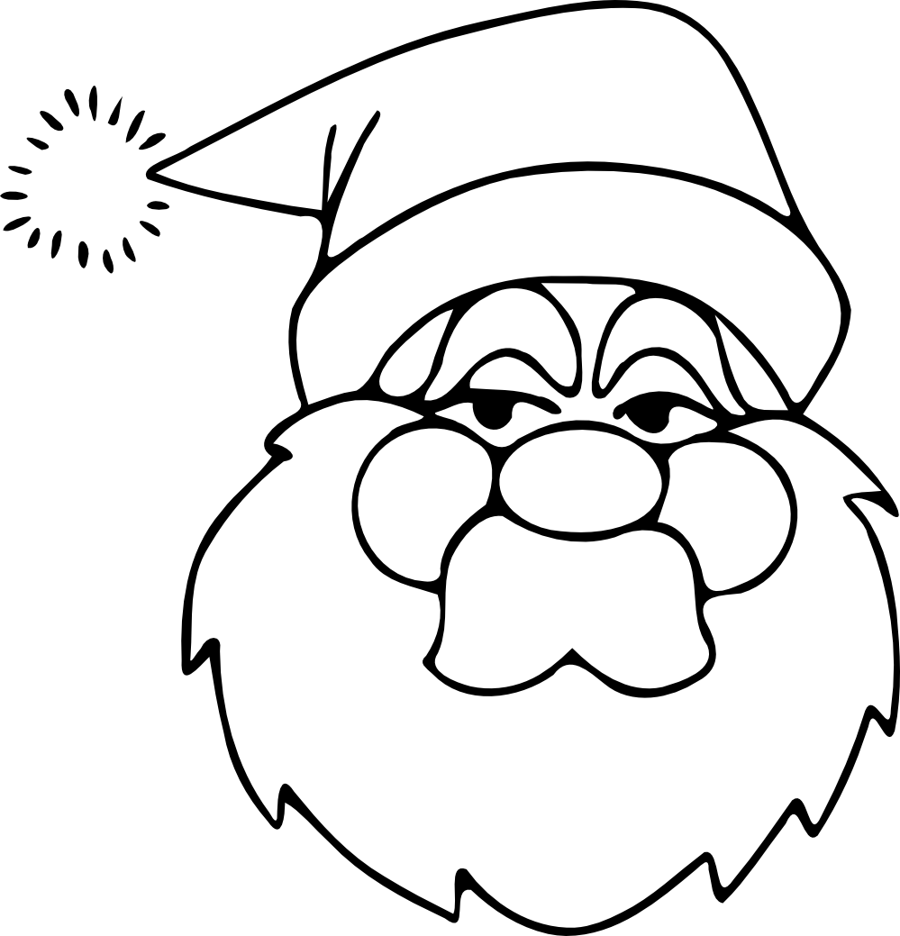 Clip Art: Santa Line Art Black White Line Art ...