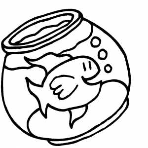 Back Print Fish Bowl Coloring Page