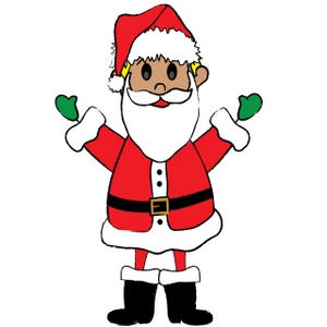 Santa Clipart Image - DoodleKidz Stick Boy Dressed Up Like Santa Claus