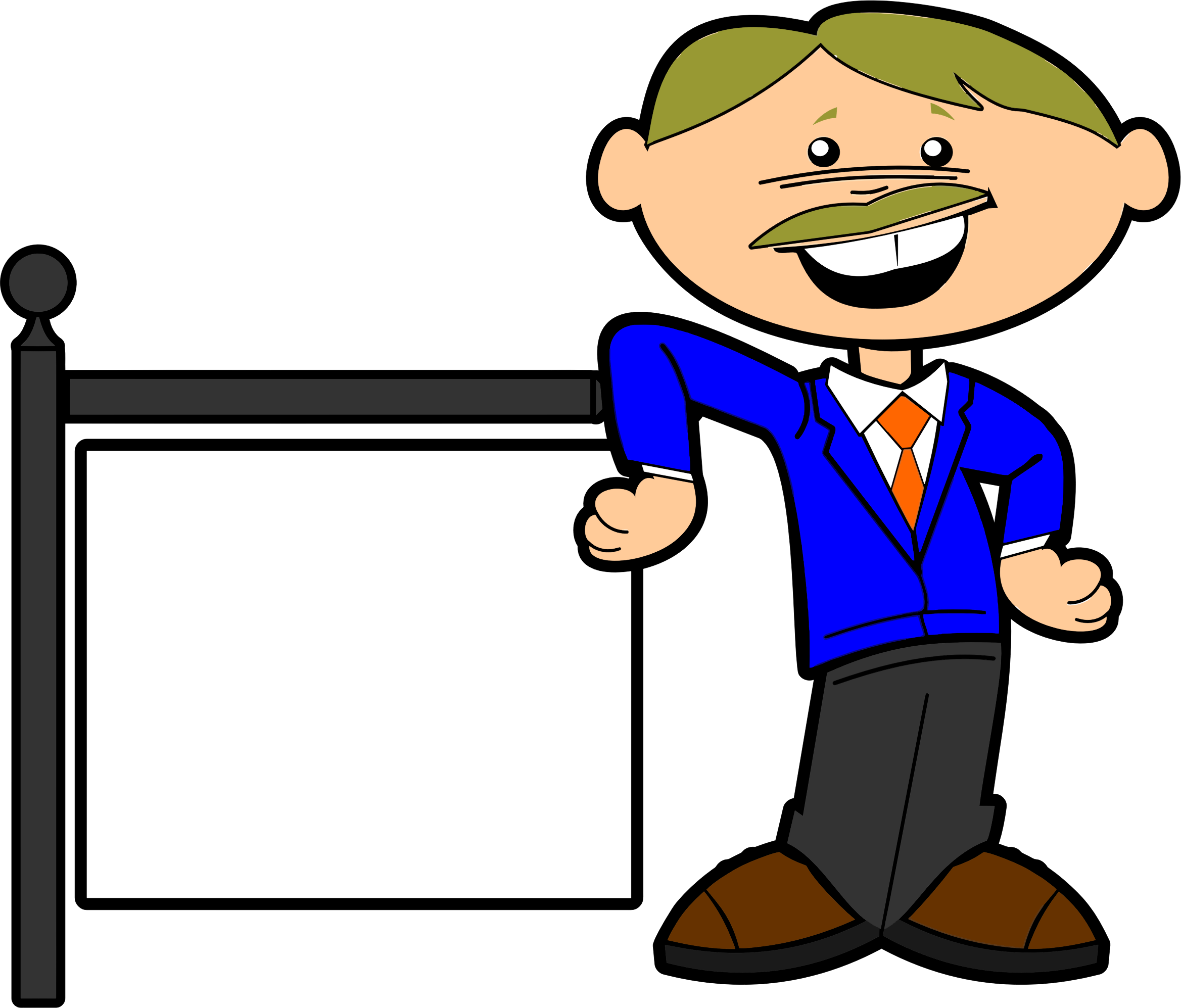 Clipart - Cartoon Man With Sign