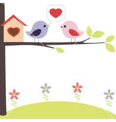 Birds, Flower and Vector vector