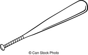 Baseball bat clipart black and white