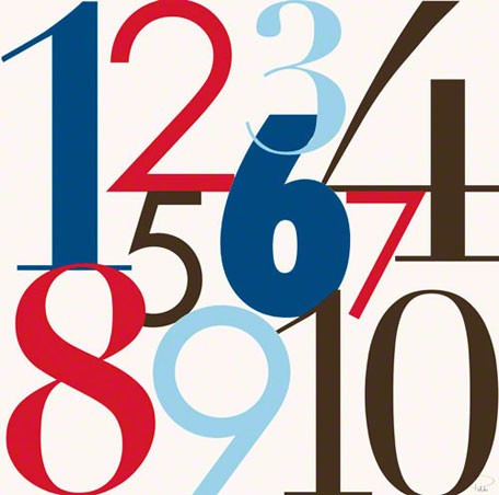 Modern Numbers - Red &amp; Blue - Alphabet &amp; Numbers Canvas Wall Art ...