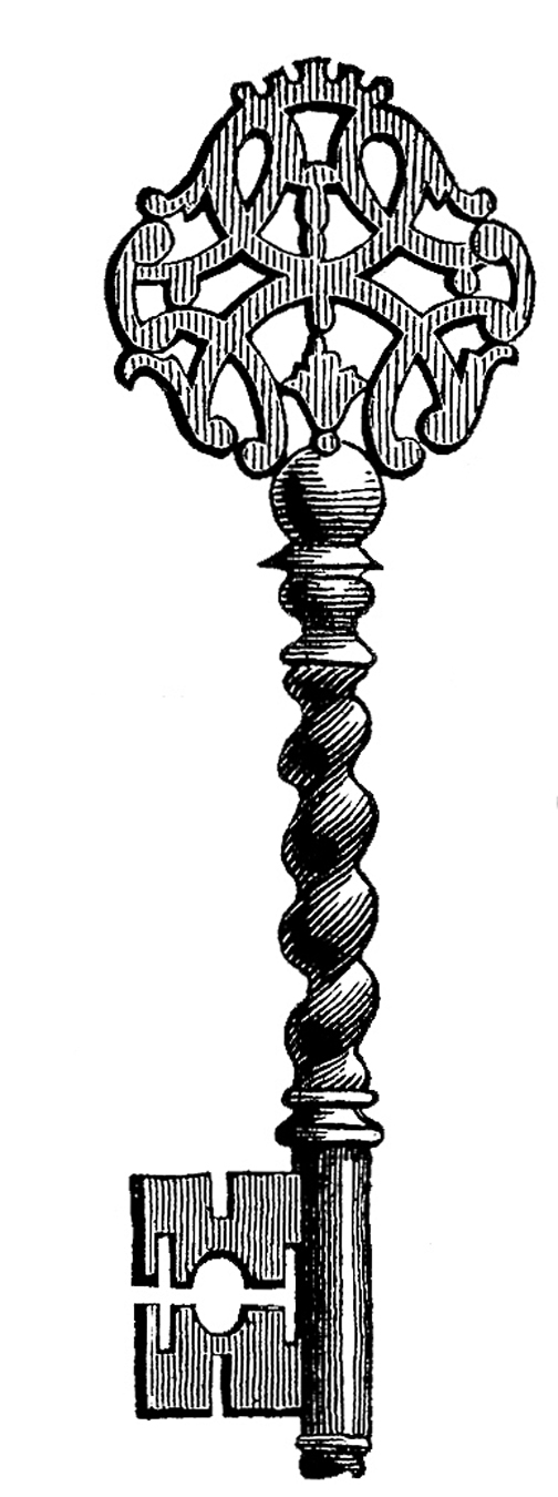 Vintage Clip Art - Ornate Skeleton Key - Steampunk - The Graphics ...