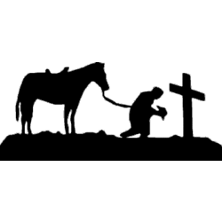 Cowboy Kneeling at Cross Decal Decal Design #3 - Decal Depot.net