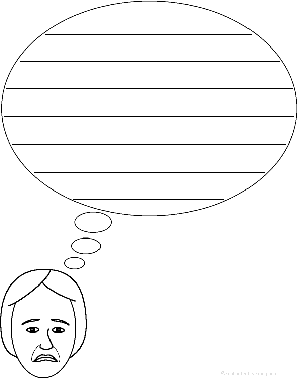 Sad Thoughts: Shape Poem - Printable Worksheet. EnchantedLearning.