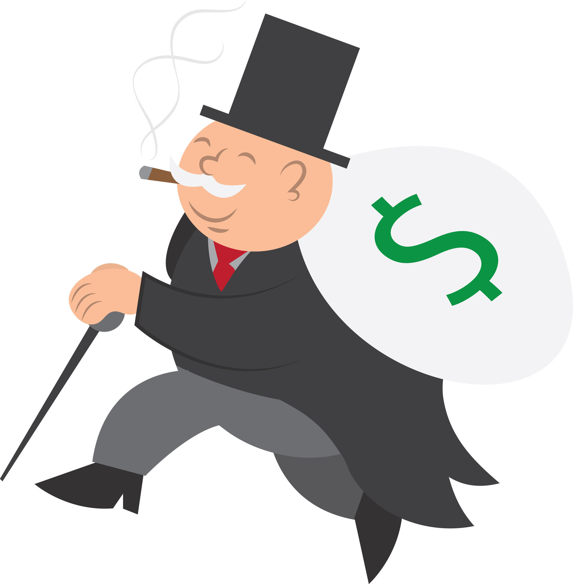 Isolated man running with bag of money - The Observation Deck