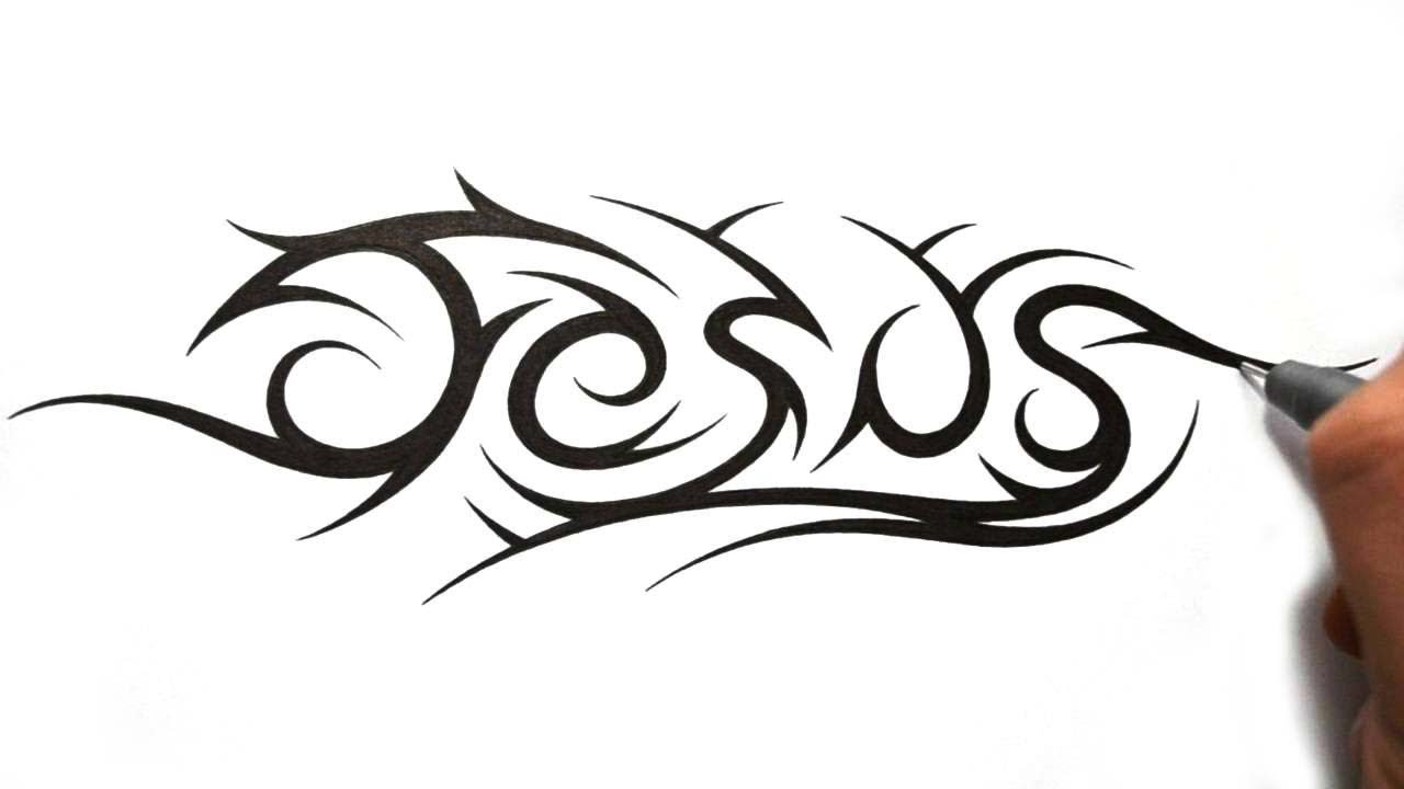 How to Draw Jesus in a Tribal Tattoo Design Style - YouTube