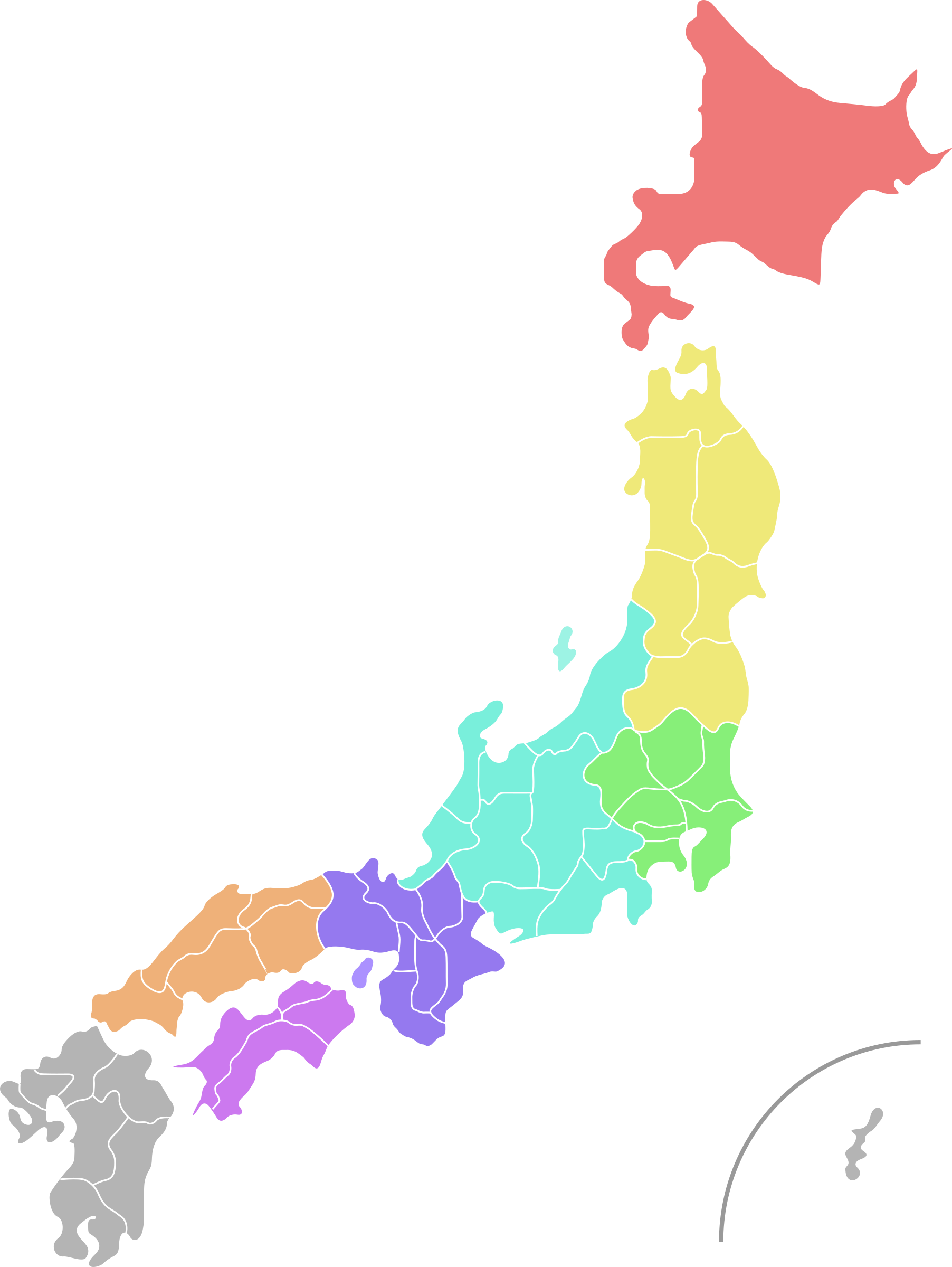 Clipart - Map of Japan (colour)