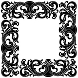 Vintage baroque frame scroll ornament engraving border floral ...