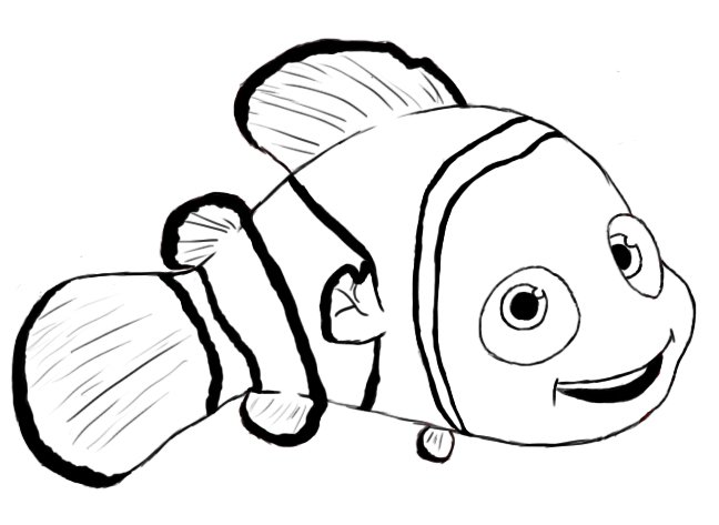 Nemo fish clipart black and white