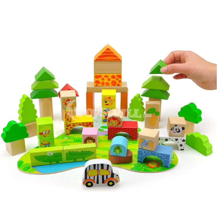 Forest Explore Animals' Paradise Building Blocks Wooden Children ...